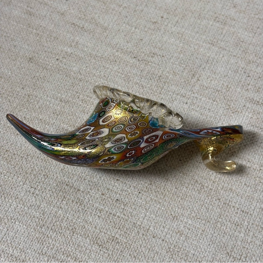 GlassOfVenice Murano Glass Golden Quilt Millefiori Slipper - Picture 7 of 8